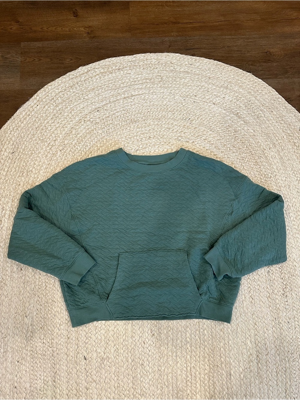 Target Green Quilted Cropped Sweatshirt